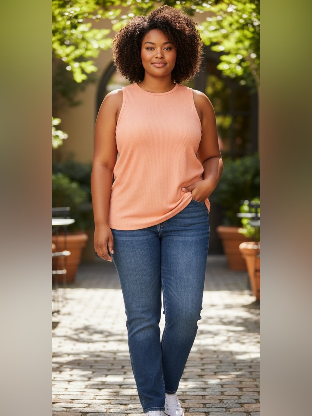 American Eagle Outfitters Ribbed Tank Top - Coral